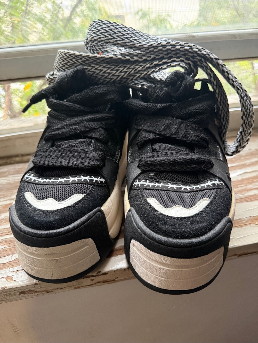 Naked Wolfe Kids Black and White Chunky Sneakers